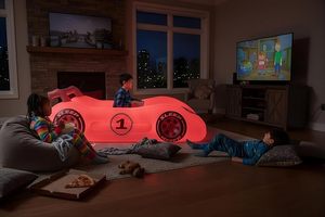 Lit de voyage gonflable pour enfants, voiture de course rouge lumineuse, pour tout-petits, camping, maison, hôtel - Product Image 5