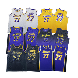 <span class=keywords><strong>Camiseta</strong></span> de <span class=keywords><strong>Baloncesto</strong></span> Personalizada de los <span class=keywords><strong>Lakers</strong></span> Doncic Número 77 Luka, Impresión por Transferencia de Calor, Talla Grande - Product Image 1