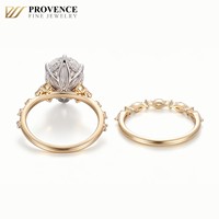 Collection de mariage, bague de fiançailles en or jaune massif 10 carats avec diamant de laboratoire ovale 5 carats, 6 griffes, ensemble de bijoux fins sur mesure pour mariée