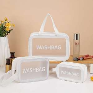 Wholesale Washbag Transparent <b>Vinyl</b> Waterproof Makeup <b>Bag</b> With Handle Zipper Cosmetic <b>Bag</b> Clear Toiletry <b>Bag</b> - Product Image 4