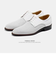 Zapatos de Vestir para Hombre, Estilo Europeo, Parte Superior de Cuero Vacuno, Oxford con Cordones, Ligeros, para Oficina, Primavera y Otoño