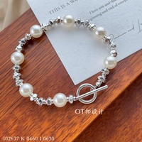 Bracelet de perles contemporain avec fermoir OT, chaîne réglable, bijou de luxe léger pour les vacances d'été
