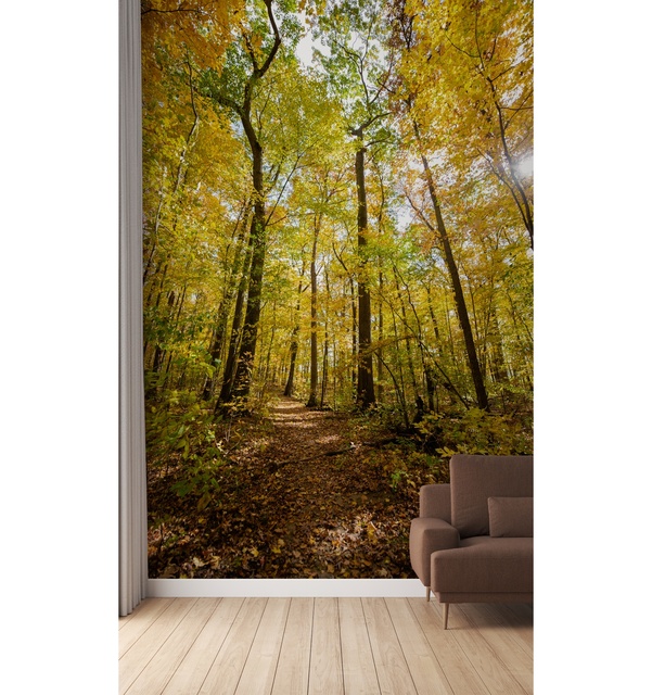 Contract Custom 3D Autumn Forest Mural Papiers Peints Murals Fireproof Waterproof 54 Inch Hotel Project Wallpaper PVC Vinyl