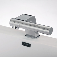 ORTONBATH Nouveau design Robinet mitigeur de lavabo commercial automatique en laiton 2-en-1 à double usage avec séche-mains à capteur et distributeur de savon en céramique