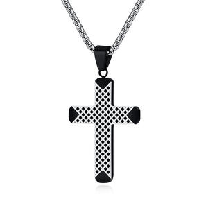 Men's Stainless Steel <b>Cross</b> Pendant Necklace Two Tone Design Minimalist Style Fashion Jewelry For Everyday Wear - Product Image 5