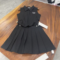 Bestseller Automne Ensemble jupe-culotte élégante en coton uni au-dessus du genou pour femmes de petite taille