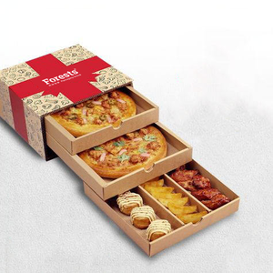 Caja de embalaje de cartón corrugado de color personalizado de fábrica, caja de embalaje de tres cajones para comida 6 9 12 14 16 18 pulgadas para pizza y sushi - Product Image 5