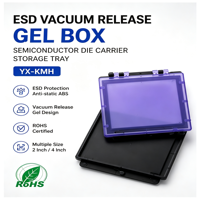 Caja de Gel ESD para Semiconductores, Material ABS+ESD, Certificación ROHS, Bandeja Autoadhesiva al Vacío para Chips, Componente Electrónico de Precisión