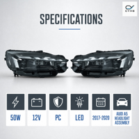 Ensemble de phares à LED avec clignotants séquentiels de style RS5 pour Audi A5 2017-2020, design à lentilles, 12V DRL