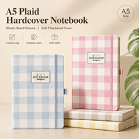 Carnet A5 personnalisé avec logo, couverture rigide en cuir PU à carreaux pastel, élastique, lignage épais, cadeau pour étudiant, vente en gros