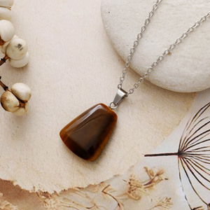 Collier avec pendentif géométrique en pierre naturelle, en acier inoxydable, bijoux à la mode pour femmes, forme de goutte d'eau, couleur verte - Product Image 4
