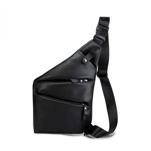 Sac à bandoulière en cuir noir vierge pour hommes, pas cher, LOGO personnalisé, cadeau promotion, sac de poitrine vierge, sacoche pour hommes - Product Image 2