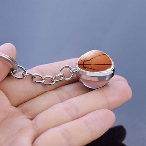 Nouveau Porte-clés Tendance en Verre Double Face avec Ballons de Basketball, Football, Volleyball et Baseball en 3D - Product Image 3