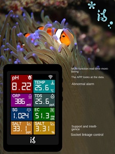 Ibbowl10 Modern persegi panjang Real-Time TDS Suhu deteksi pH multifungsi tangki ikan penguji kualitas air kotak tamu - Product Image 3