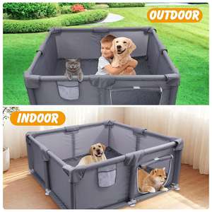 Grande affare sul <span class=keywords><strong>Playpen</strong></span> impermeabile in tessuto Oxford 150D per interni/esterni scatola per cani per cuccioli in filo di acciaio con chiusura a cerniera - Product Image 2