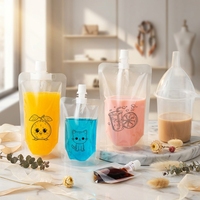 Emballage liquide personnalisé imprimé et recyclable avec bec verseur et bouchon à vis pour jus, sauces, miel et boissons