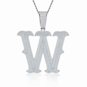 Collier Pendentif Lettre <span class=keywords><strong>V</strong></span> en Moissanite VVS, Argent 925 Plaqué Platine, Bijoux Hip Hop Personnalisés avec Nom, Vente en Gros Usine - Product Image 3