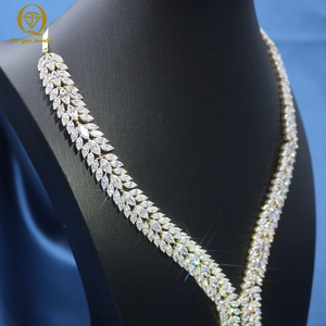 Collar de Lujo con Diseño de Diamantes de Laboratorio en Oro de 18K, Corte Marquesa, Colgante con Incrustaciones de Diamantes, Gema Central de Topacio Amarillo, Joyería de Boda para Mujer - Product Image 5