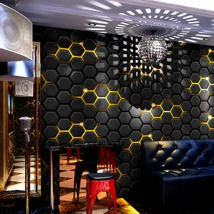 2024 Paper Wall Decor Modern Scientific Removable PVC Metal 3D Wall Paper Rolls for KTV Ball Music Esports Room Background