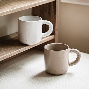 Bắc Âu tùy chỉnh bóng lốm đốm gốm cốc cà phê sáng tạo <span class=keywords><strong>Mug</strong></span> bán buôn với cây gai dầu Dây thiết kế xử lý - Product Image 2