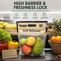 Sacs refermables à fermeture éclair en PET et CPP de qualité alimentaire, imprimés par gravure personnalisée, pour l'emballage de légumes et de fruits, vente en gros