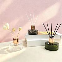 Bouteille d'aromathérapie en verre à rayures plates et rondes, 100 ml, diffuseur transparent, conteneur d'aromathérapie sans flamme pour la maison avec bâtonnets aromatiques