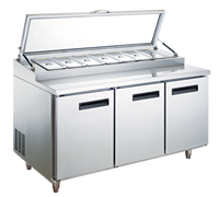 Nsf Commercial En Acier Inoxydable Buffet Affichage Salade Bar Comptoir Sandwich Pizza Réfrigéré Préparation Table Verre Top Réfrigérateur