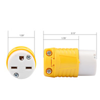 Juego de Conectores de Repuesto para Cable de Extensión con Certificado ETL, NEMA 6-15P/NEMA 6-15R, 15A 250V, Macho y Hembra