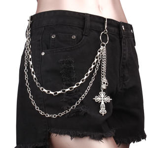 Cadena de cintura con calavera y cruz, estilo hip hop, de plata tibetana, cadena de moda para pantalones, accesorio decorativo - Product Image 3