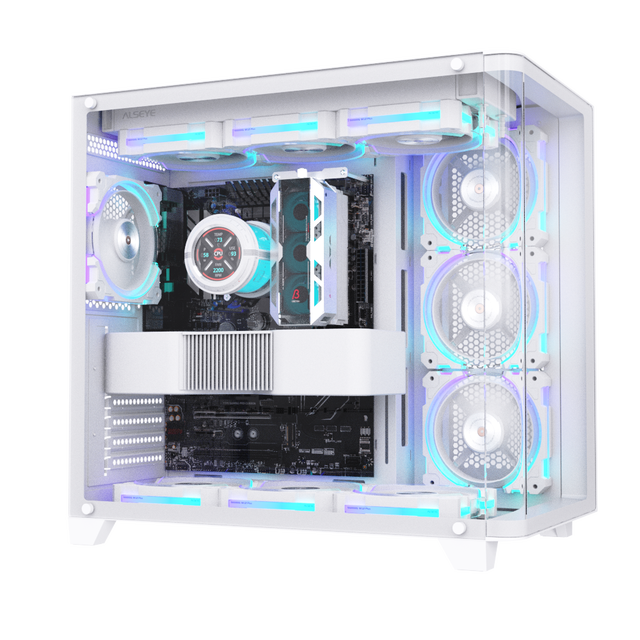 ALSEYE Special Design Computer Case 360 Cooler Ocean-9-W White Color PC Case With 3 Sides Glass Window