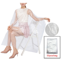 Bavoir jetable pour Salon de coiffure, maquillage à manches courtes blanc, Cape de Salon de beauté, tablier imprimé pour barbier