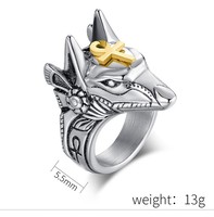 Punk Animal forme Anubis dieu ancien égyptien tigre Lion loup tête en acier inoxydable creux bagues pour hommes