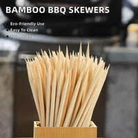 Brochettes jetables en bambou naturel solides avec long manche, outils de cuisson rapides pour barbecue en plein air et camping