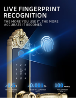 Serrure de porte d'entrée en cuivre bronze rouge avec code d'accès par empreinte digitale, déverrouillage à distance Wi-Fi TTlock TUYA, accès par carte, serrure électrique pour maison et hôtel