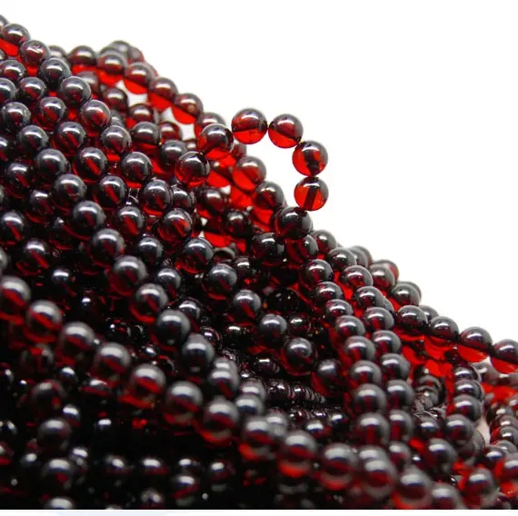 2024 grosir batu permata manik-manik garnet longgar Perhiasan 8 mm bulat warna merah gelap batu longgar garnet untuk membuat perhiasan dan gelang