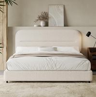 Lit King Size Moderne et Simple de Luxe, Confortable et Rembourré, Tissu Haut de Gamme Écologique, Couleur Personnalisable
