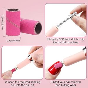 CPOXITI 190 Pcs Sanding Bands for <b>Nails</b> Drill, 2 Pcs <b>Nail</b> Drill Bits Grits Sanding Band with Acrylic Gel Manicures, Pedicures - Product Image 3