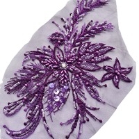 Applique en dentelle perlée multicolore lourde, broderie de sequins, sans adhésif, pour scène de mariage, costume ethnique, DIY