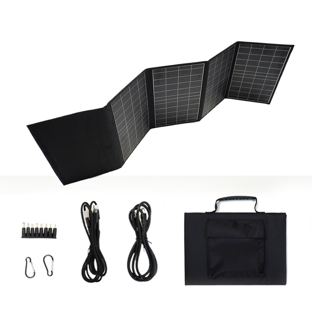 53W PERC Foldable Solar Panel Charger 5V USB-A USB-C Fast Charging IPX5 Waterproof Portable Power Bank Camping Hiking Outdoor