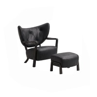 Fauteuil simple en cuir de style rétro décontracté pour salon, design français