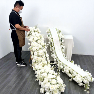 โรงงาน DKB ผลิตตามสั่ง ดอกกุหลาบสีขาวขนาด 200 ซม. ดอกกุหลาบผ้าไหมเทียม 5 มิติ สำหรับตกแต่งโต๊ะงานแต่งงาน งานเลี้ยง และพิธีต่างๆ - Product Image 1