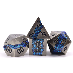 Bộ 7 Con Xúc Xắc Dnd Đa Diện Bộ Xúc Xắc Hợp Kim Kẽm Sọc Kim Loại Tùy Chỉnh - Product Image 4