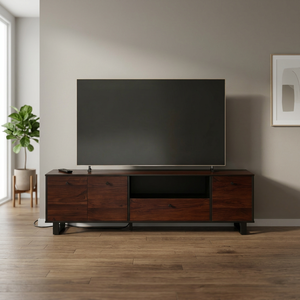 Soporte de TV moderno de madera con almacenamiento para televisores de 65 pulgadas o más, muebles de sala de estar, diseño minimalista, montaje en el suelo - Product Image 3