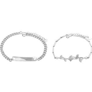 Three Lives Of Luck Couple Silver Bracelet Unisex Almond Leaf Design Engravable Gift Jewelry - Product Image 5