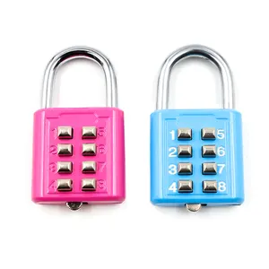 XMM-8030A Factory Supply Zinc Alloy 8 Digit combination button lock Safety Luggage Codes Travel Suitcase Combination Padlock