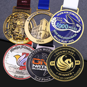เหรียญรางวัลโลหะผสมสังกะสีรูปทรงไม่สม่ำเสมอแบบกำหนดเองของ MOTTOO พร้อมการพิมพ์ลายนูนสำหรับงานกีฬา ของขวัญทางธุรกิจ ชุบทอง ตีขึ้นรูป - Product Image 3