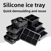 Bac à glaçons réutilisable en silicone de qualité alimentaire avec couvercle, compatible congélateur, écologique, moule à boules de glace noires, facile à démouler