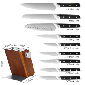Ensemble de 10 couteaux de <span class=keywords><strong>cuisine</strong></span> en acier inoxydable à haute teneur en carbone avec manche pleine longueur, ensemble de couteaux de chef avec bloc et aiguiseur intégré, <span class=keywords><strong>cadeau</strong></span> - Product Image 5
