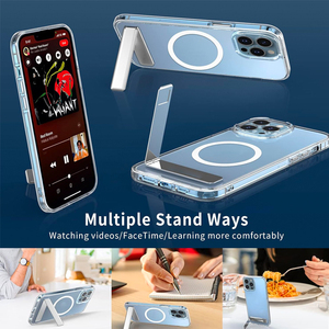 Funda Magnética Transparente con Soporte para <span class=keywords><strong>iPhone</strong></span> 17 16 15 <span class=keywords><strong>14</strong></span> <span class=keywords><strong>Pro</strong></span> <span class=keywords><strong>Max</strong></span> <span class=keywords><strong>13</strong></span> <span class=keywords><strong>12</strong></span> <span class=keywords><strong>11</strong></span> Mini 15 Plus, Carcasa Trasera Antigolpes, Producto Nuevo - Product Image 3