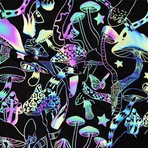 Màu Sắc Thay Đổi Cầu Vồng Màu Nấm In Vải Polyester Phản Quang Vải Cho Thời Trang Quần Áo Áo Khoác - Product Image 5